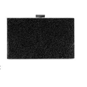 SONDRA ROBERTS crystal embellished rectangular box clutch minaudiere - BLACK